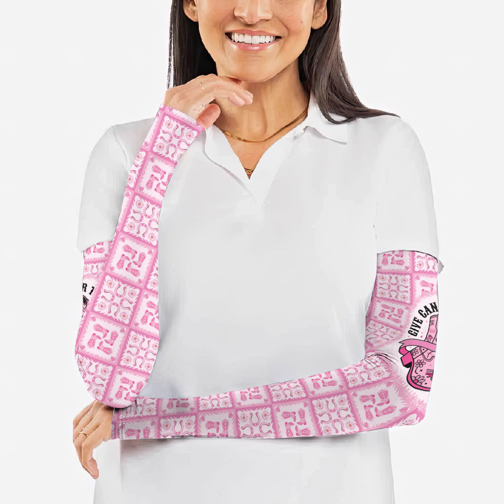 Give Cancer The Boot Pink Cowgirl Arm Sleeves Hawaiian Paniolo Mixed Quilt Pattern Style LT9 - Polynesian Pride