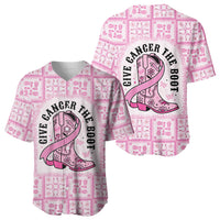 Give Cancer The Boot Pink Cowgirl Baseball Jersey Hawaiian Paniolo Mixed Quilt Pattern Style LT9 - Polynesian Pride