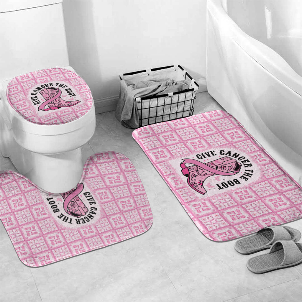 Give Cancer The Boot Pink Cowgirl Bathroom Set Hawaiian Paniolo Mixed Quilt Pattern Style LT9 Mat Set Only (3 pcs) One Size Pink - Polynesian Pride