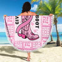 Give Cancer The Boot Pink Cowgirl Beach Blanket Hawaiian Paniolo Mixed Quilt Pattern Style LT9 - Polynesian Pride
