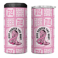 Give Cancer The Boot Pink Cowgirl 4 in 1 Can Cooler Tumbler Hawaiian Paniolo Mixed Quilt Pattern Style LT9 One Size: 16 oz Pink - Polynesian Pride