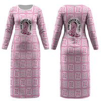 Give Cancer The Boot Pink Cowgirl Couples Matching Long Sleeve Bodycon Dress and Hawaiian Shirt Hawaiian Paniolo Mixed Quilt Pattern Style LT9 - Polynesian Pride