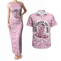 Give Cancer The Boot Pink Cowgirl Couples Matching Tank Maxi Dress and Hawaiian Shirt Hawaiian Paniolo Mixed Quilt Pattern Style LT9 Pink - Polynesian Pride