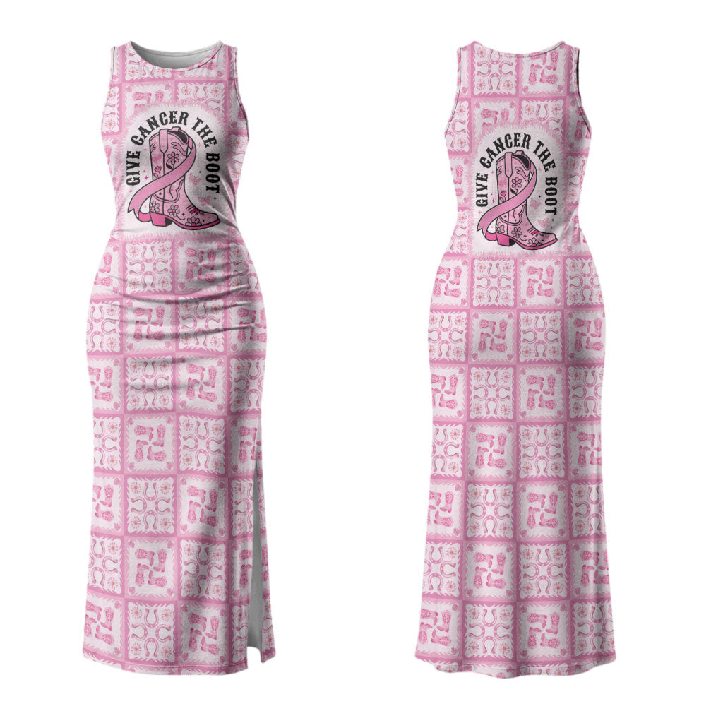 Give Cancer The Boot Pink Cowgirl Couples Matching Tank Maxi Dress and Hawaiian Shirt Hawaiian Paniolo Mixed Quilt Pattern Style LT9 - Polynesian Pride