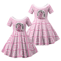 Give Cancer The Boot Pink Cowgirl Family Matching Mermaid Dress and Hawaiian Shirt Hawaiian Paniolo Mixed Quilt Pattern Style LT9 Daughter's Dress Pink - Polynesian Pride