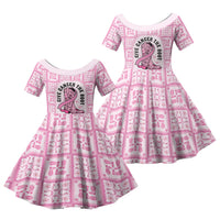 Give Cancer The Boot Pink Cowgirl Family Matching Puletasi and Hawaiian Shirt Hawaiian Paniolo Mixed Quilt Pattern Style LT9 Daughter's Dress Pink - Polynesian Pride