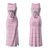 Give Cancer The Boot Pink Cowgirl Family Matching Tank Maxi Dress and Hawaiian Shirt Hawaiian Paniolo Mixed Quilt Pattern Style LT9 Mom's Dress Pink - Polynesian Pride