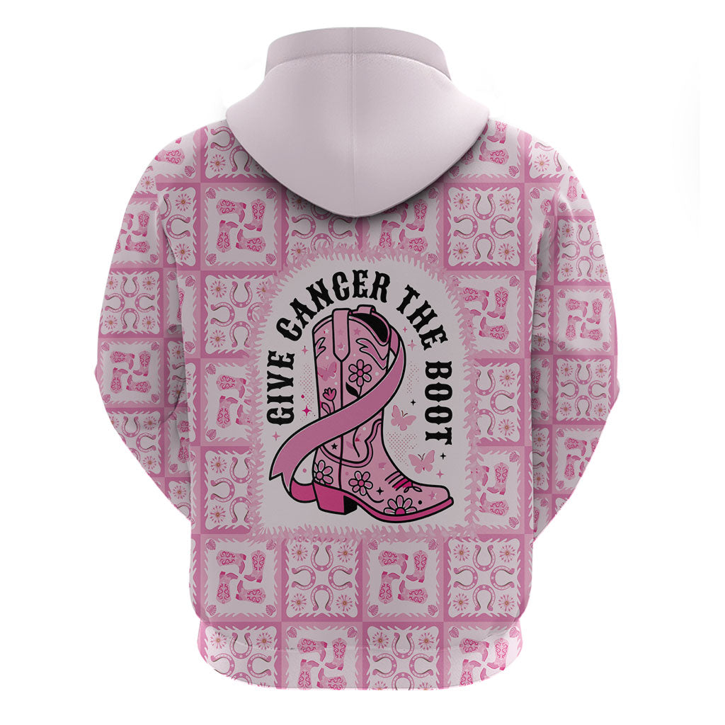 Give Cancer The Boot Pink Cowgirl Hoodie Hawaiian Paniolo Mixed Quilt Pattern Style LT9 - Polynesian Pride