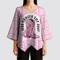 Give Cancer The Boot Pink Cowgirl Kimono Sleeve Blouse Hawaiian Paniolo Mixed Quilt Pattern Style LT9 - Polynesian Pride