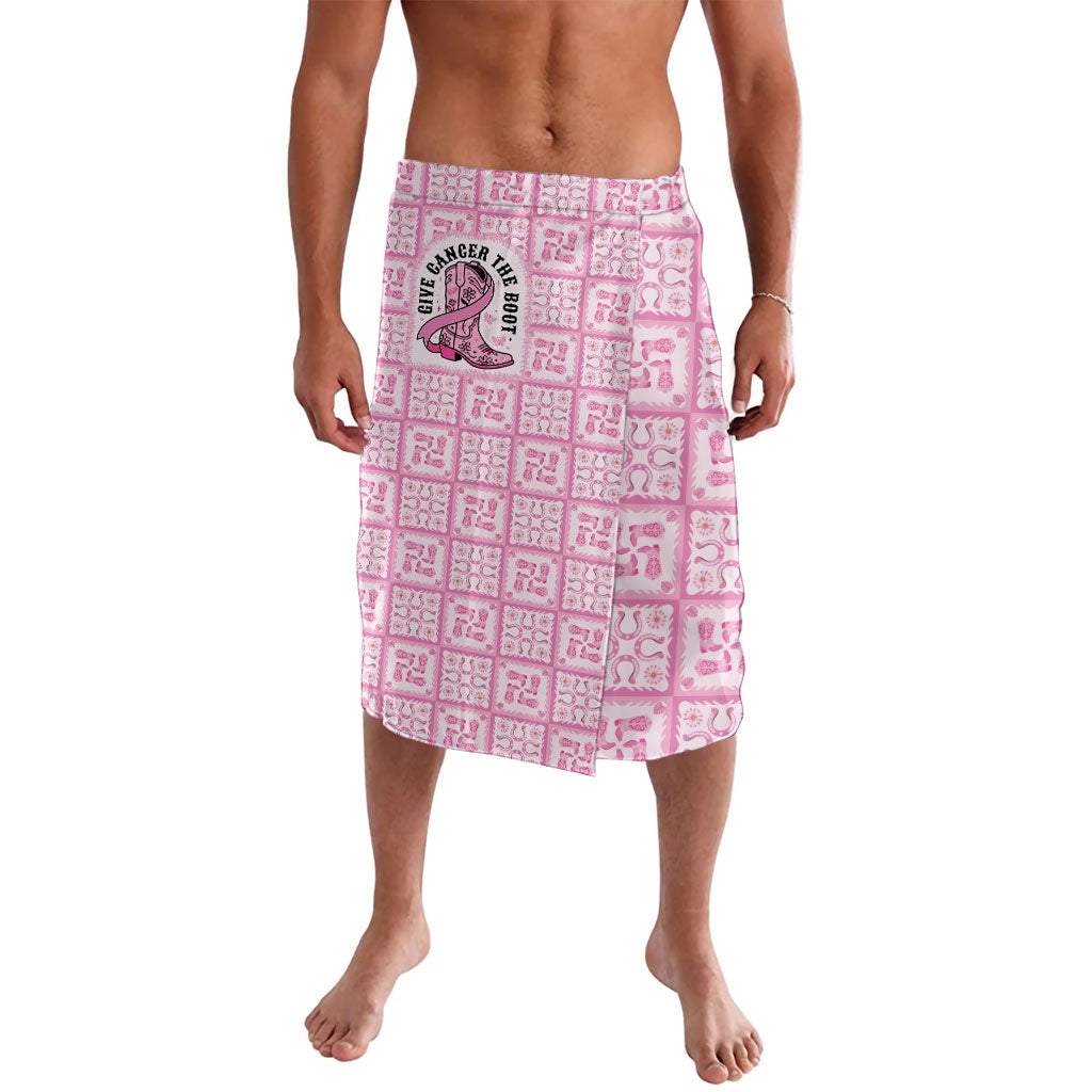 Give Cancer The Boot Pink Cowgirl Lavalava Hawaiian Paniolo Mixed Quilt Pattern Style LT9 Pink - Polynesian Pride