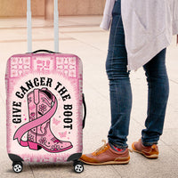 Give Cancer The Boot Pink Cowgirl Luggage Cover Hawaiian Paniolo Mixed Quilt Pattern Style LT9 Pink - Polynesian Pride