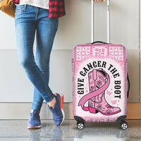 Give Cancer The Boot Pink Cowgirl Luggage Cover Hawaiian Paniolo Mixed Quilt Pattern Style LT9 - Polynesian Pride