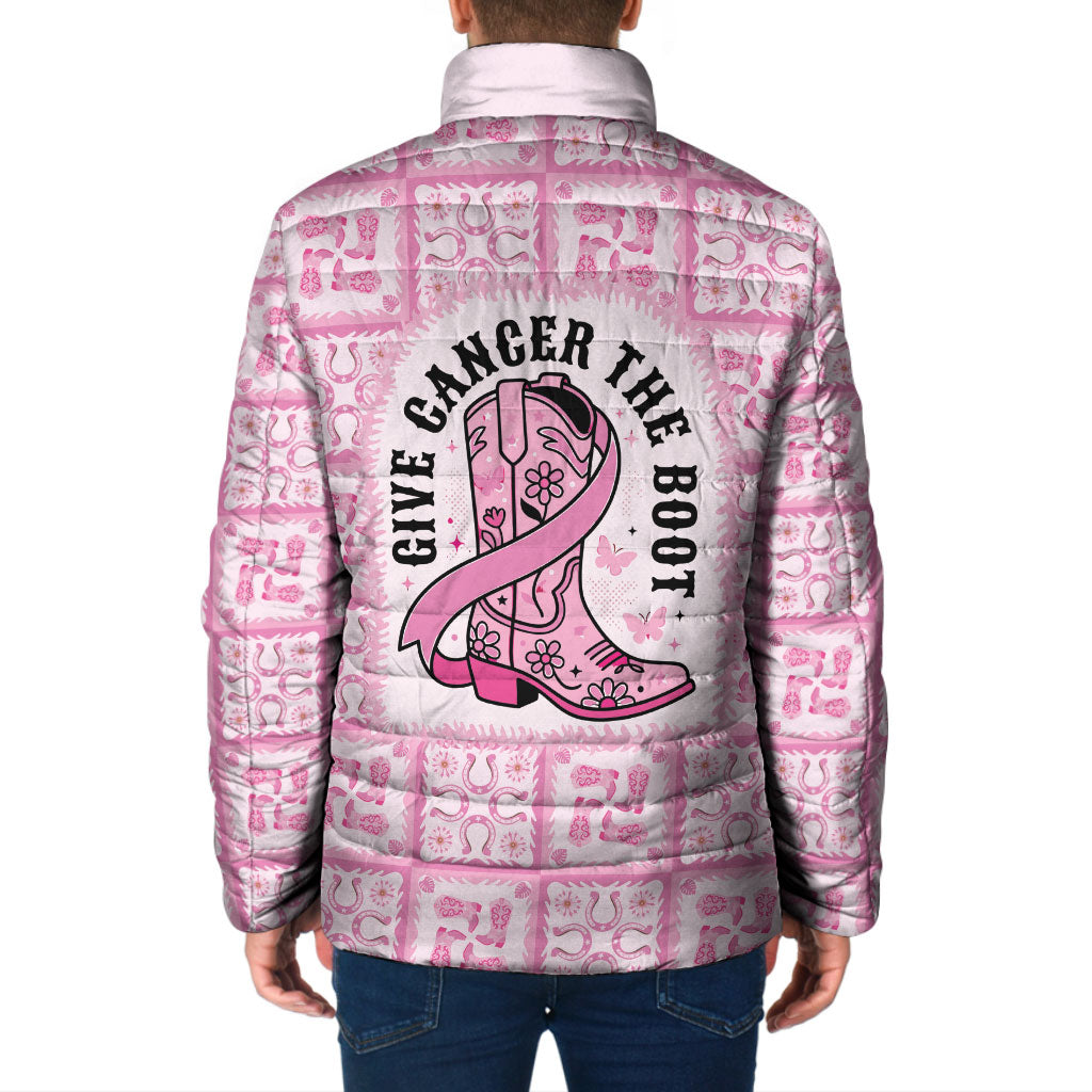 Give Cancer The Boot Pink Cowgirl Padded Jacket Hawaiian Paniolo Mixed Quilt Pattern Style LT9 - Polynesian Pride