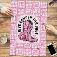 Give Cancer The Boot Pink Cowgirl Puzzle Hawaiian Paniolo Mixed Quilt Pattern Style LT9 Pink - Polynesian Pride
