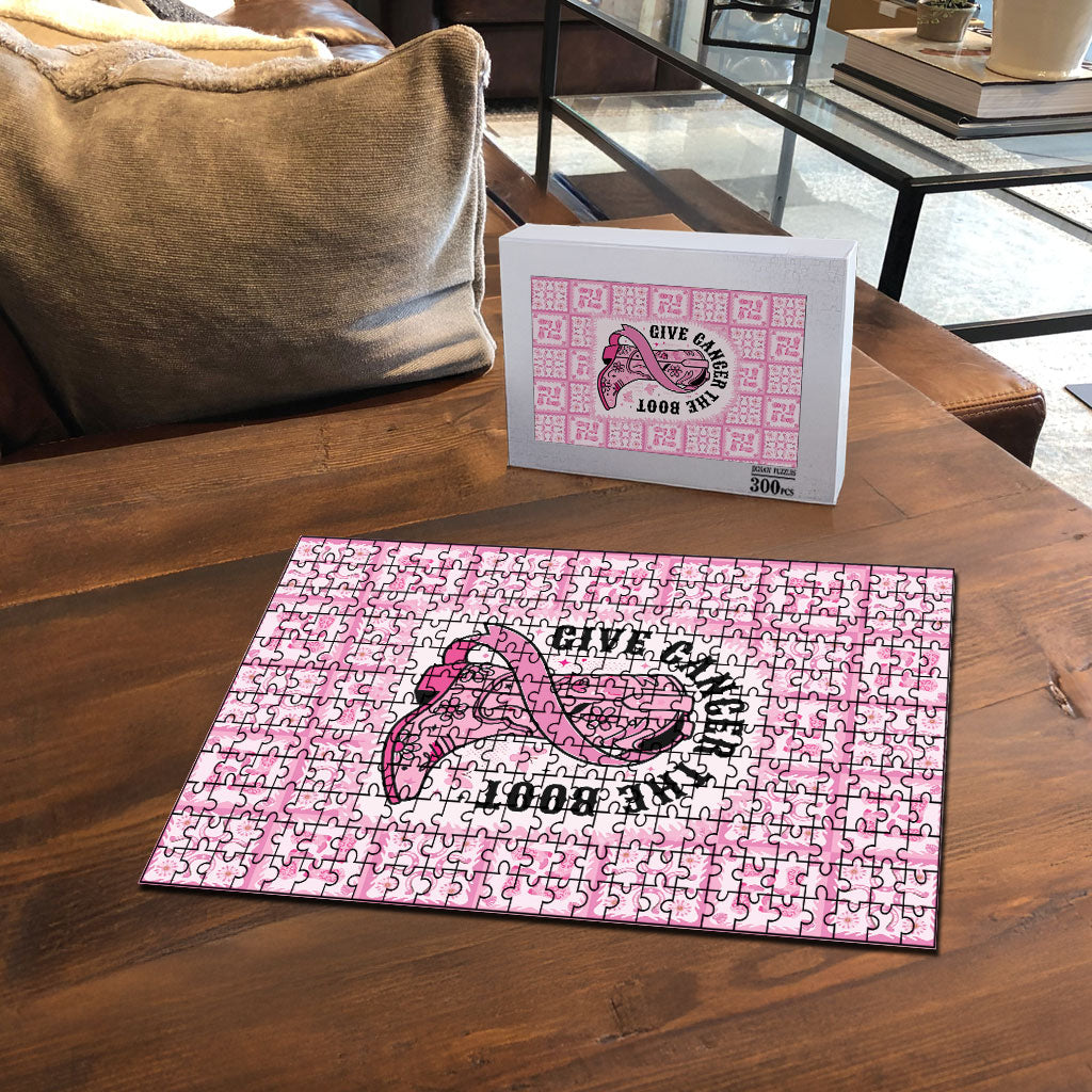 Give Cancer The Boot Pink Cowgirl Puzzle Hawaiian Paniolo Mixed Quilt Pattern Style LT9 - Polynesian Pride