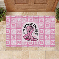 Give Cancer The Boot Pink Cowgirl Rubber Doormat Hawaiian Paniolo Mixed Quilt Pattern Style LT9 Pink - Polynesian Pride