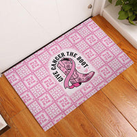 Give Cancer The Boot Pink Cowgirl Rubber Doormat Hawaiian Paniolo Mixed Quilt Pattern Style LT9 - Polynesian Pride