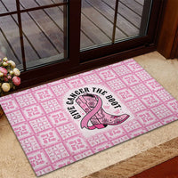 Give Cancer The Boot Pink Cowgirl Rubber Doormat Hawaiian Paniolo Mixed Quilt Pattern Style LT9 - Polynesian Pride