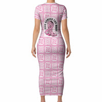 Give Cancer The Boot Pink Cowgirl Short Sleeve Bodycon Dress Hawaiian Paniolo Mixed Quilt Pattern Style LT9 - Polynesian Pride