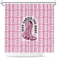 Give Cancer The Boot Pink Cowgirl Shower Curtain Hawaiian Paniolo Mixed Quilt Pattern Style LT9 Pink - Polynesian Pride