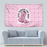 Give Cancer The Boot Pink Cowgirl Tapestry Hawaiian Paniolo Mixed Quilt Pattern Style LT9 - Polynesian Pride