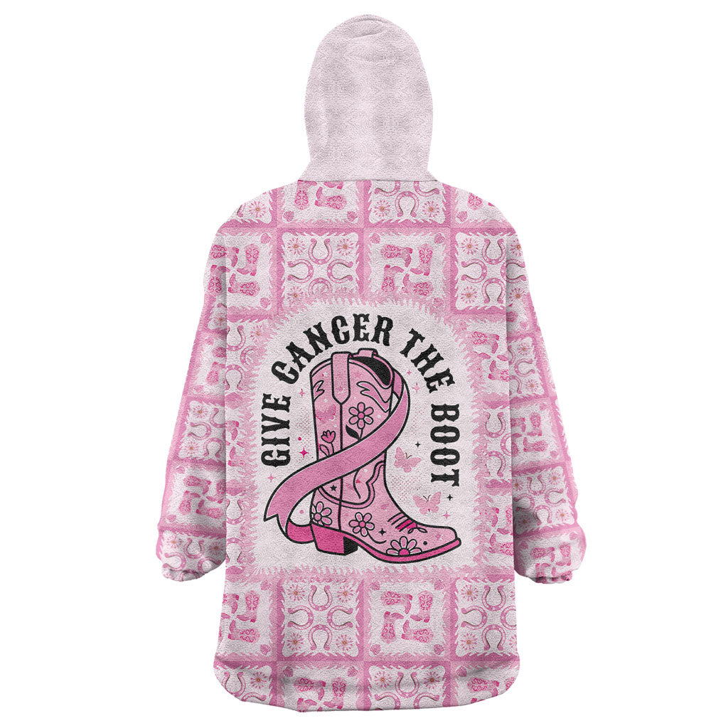 Give Cancer The Boot Pink Cowgirl Wearable Blanket Hoodie Hawaiian Paniolo Mixed Quilt Pattern Style LT9 - Polynesian Pride