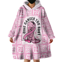 Give Cancer The Boot Pink Cowgirl Wearable Blanket Hoodie Hawaiian Paniolo Mixed Quilt Pattern Style LT9 - Polynesian Pride