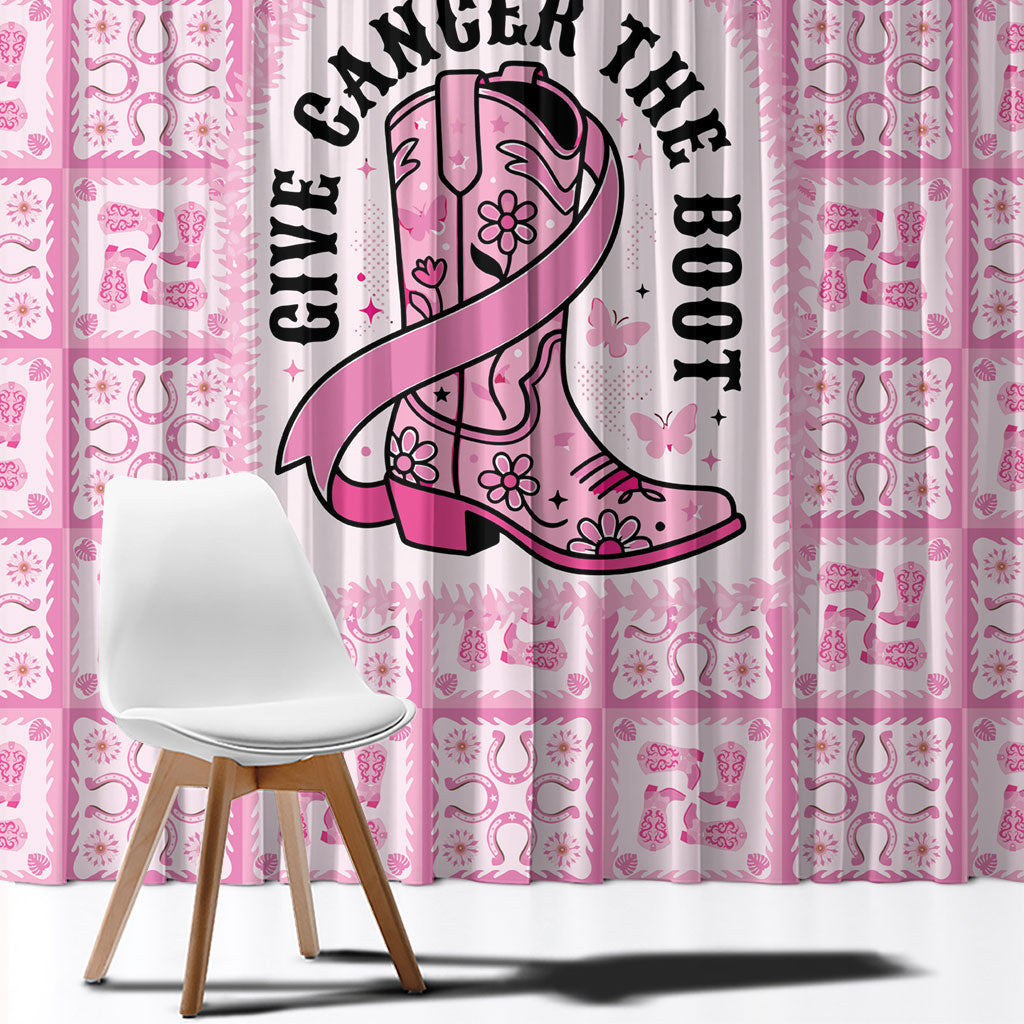 Give Cancer The Boot Pink Cowgirl Window Curtain Hawaiian Paniolo Mixed Quilt Pattern Style LT9 - Polynesian Pride