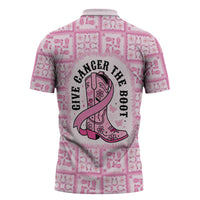 Give Cancer The Boot Pink Cowgirl Zipper Polo Shirt Hawaiian Paniolo Mixed Quilt Pattern Style LT9 - Polynesian Pride
