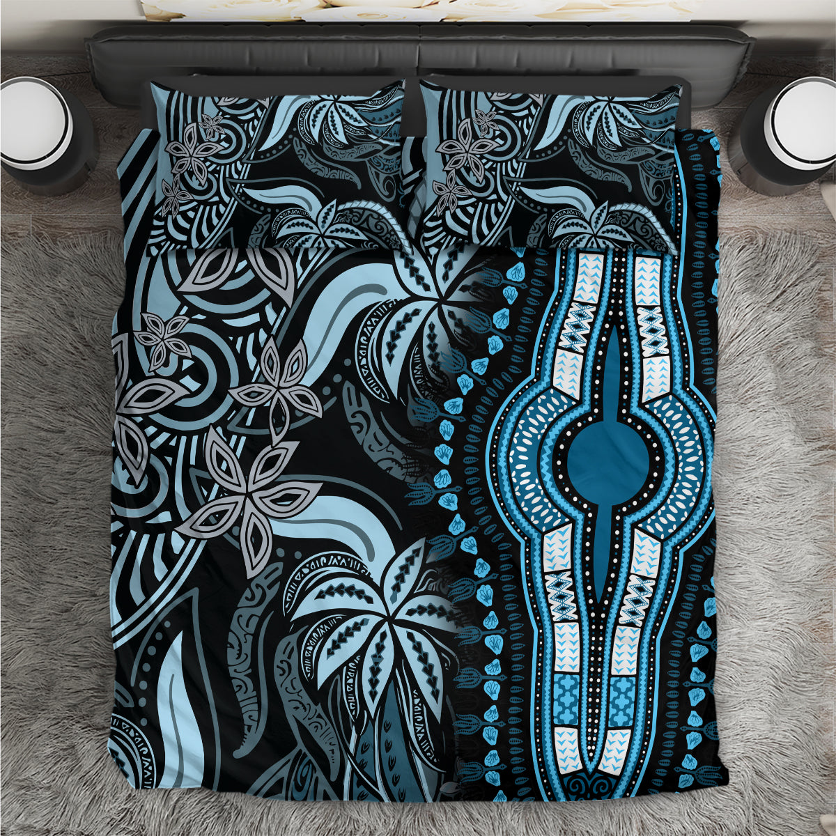 Polynesia Dashiki Bedding Set Polynesia and Africa Traditional Special Together Blue LT9 Blue - Polynesian Pride