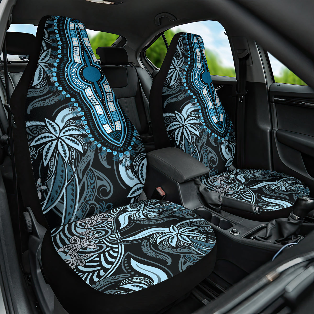 Polynesia Dashiki Car Seat Cover Polynesia and Africa Traditional Special Together Blue LT9 One Size Blue - Polynesian Pride