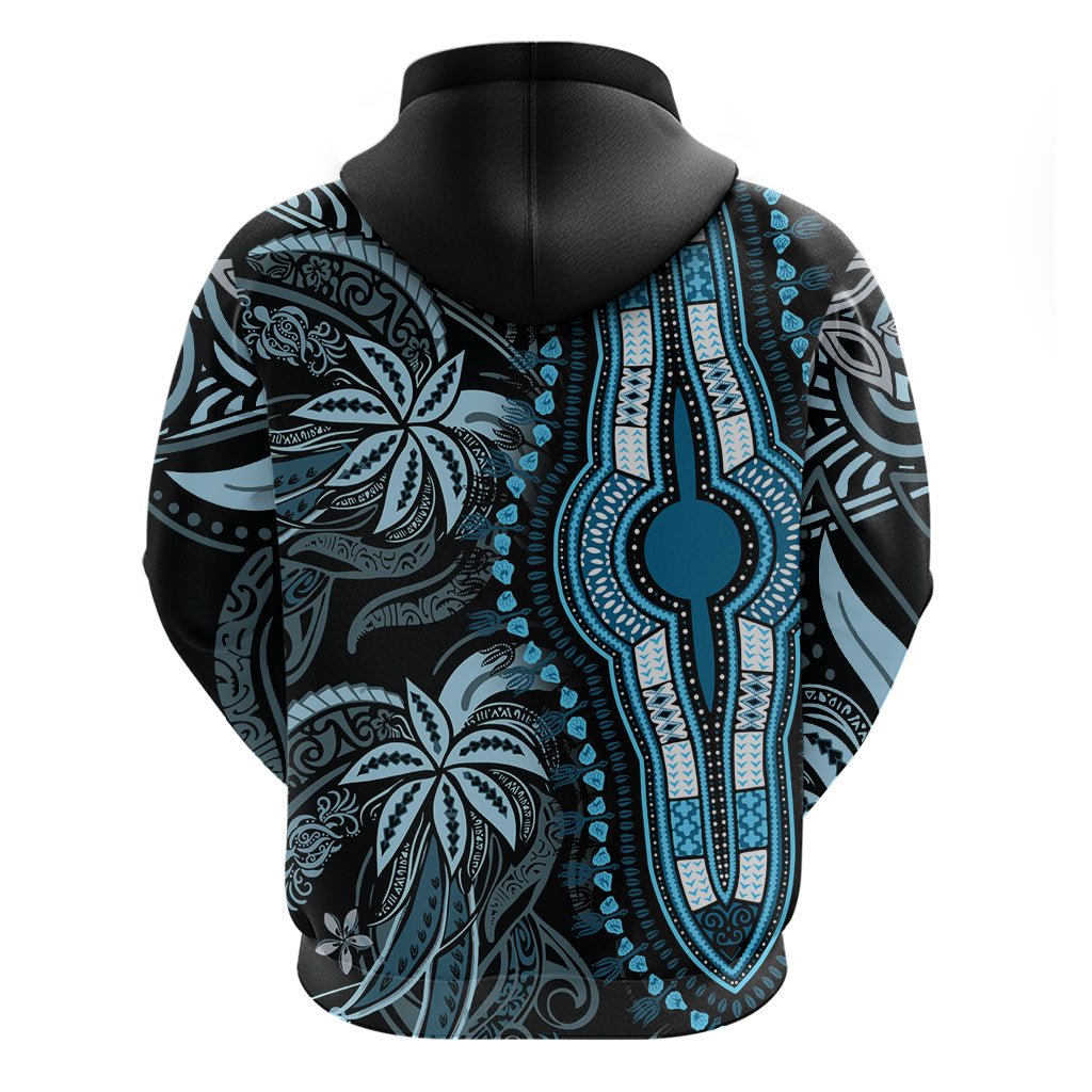 Polynesia Dashiki Hoodie Polynesia and Africa Traditional Special Together Blue LT9 - Polynesian Pride
