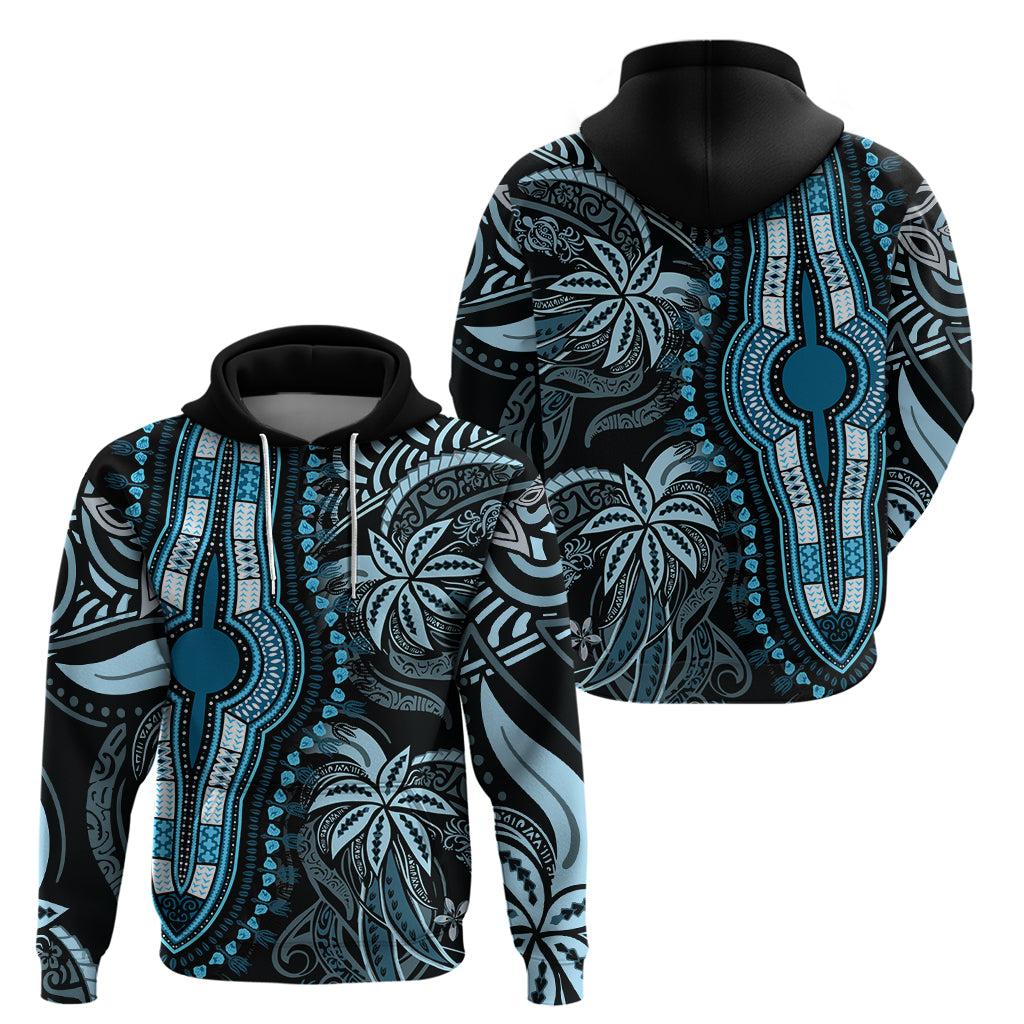 Polynesia Dashiki Hoodie Polynesia and Africa Traditional Special Together Blue LT9 - Polynesian Pride