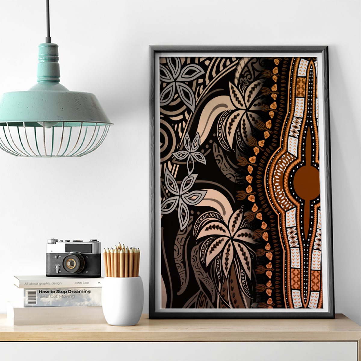 Polynesia Dashiki Canvas Wall Art Polynesia and Africa Traditional Special Together Gold LT9 - Polynesian Pride
