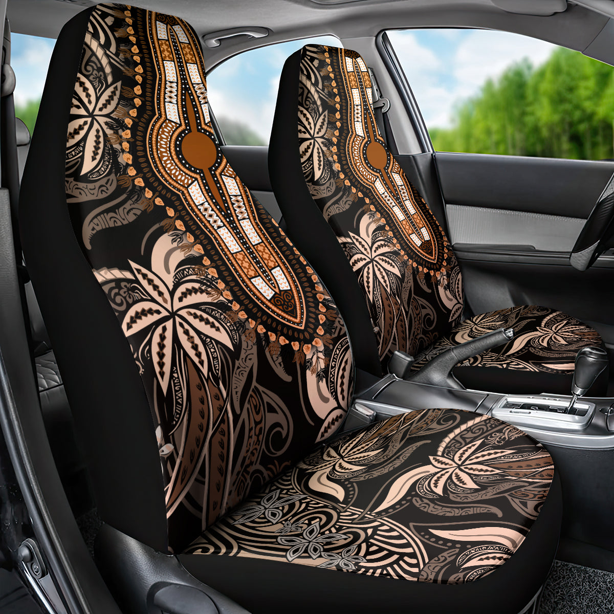 Polynesia Dashiki Car Seat Cover Polynesia and Africa Traditional Special Together Gold LT9 - Polynesian Pride