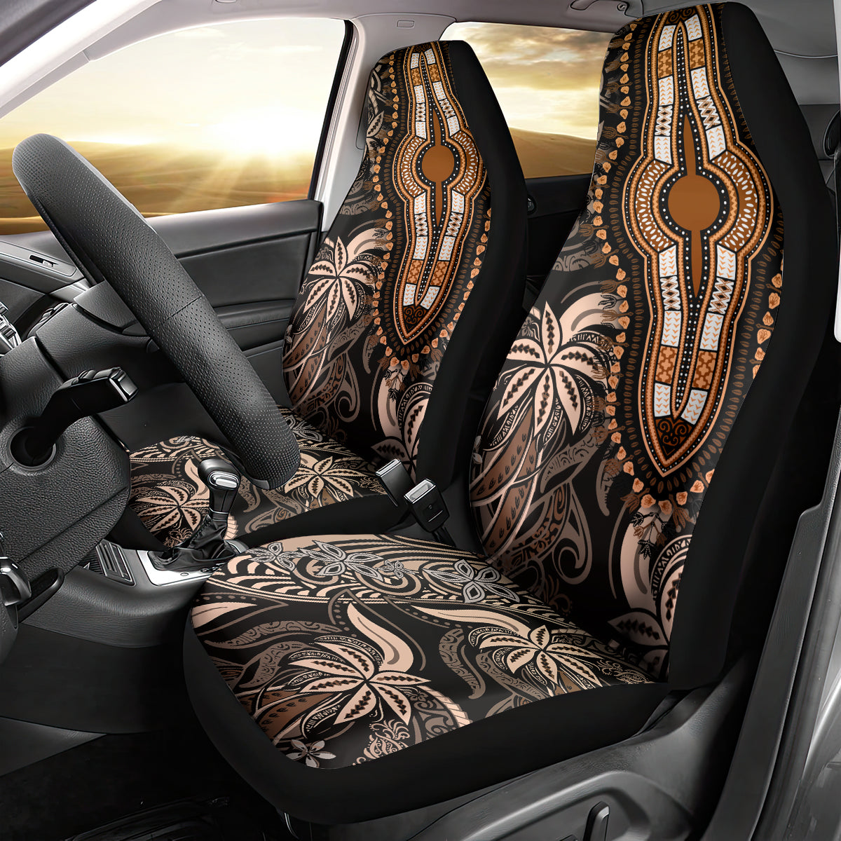 Polynesia Dashiki Car Seat Cover Polynesia and Africa Traditional Special Together Gold LT9 - Polynesian Pride