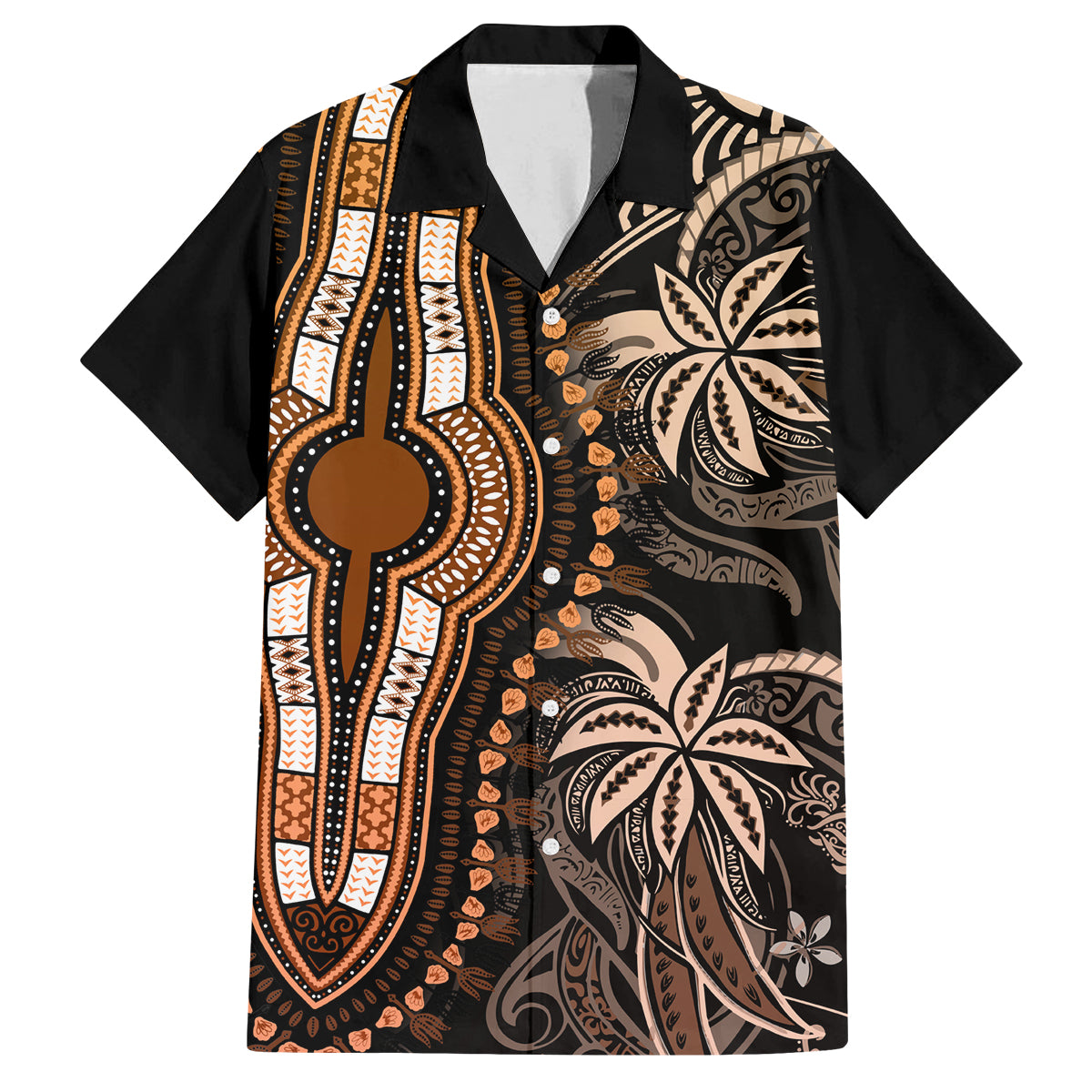 polynesia-dashiki-family-matching-long-sleeve-bodycon-dress-and-hawaiian-shirt-polynesia-and-africa-traditional-special-together-gold