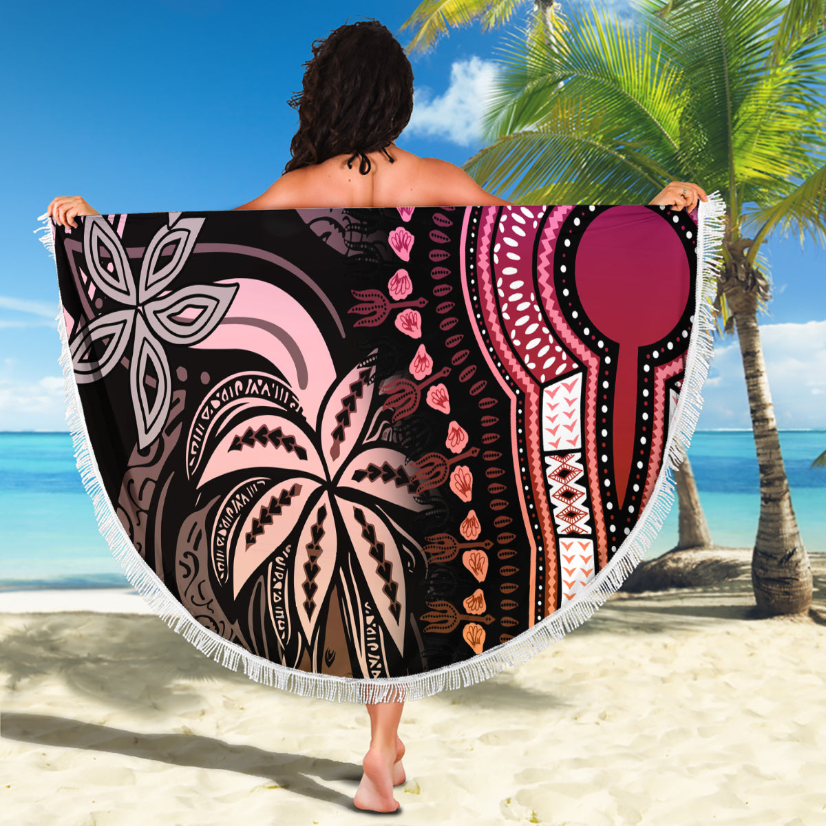 Polynesia Dashiki Beach Blanket Polynesia and Africa Traditional Special Together Pastel LT9 - Wonder Print Shop