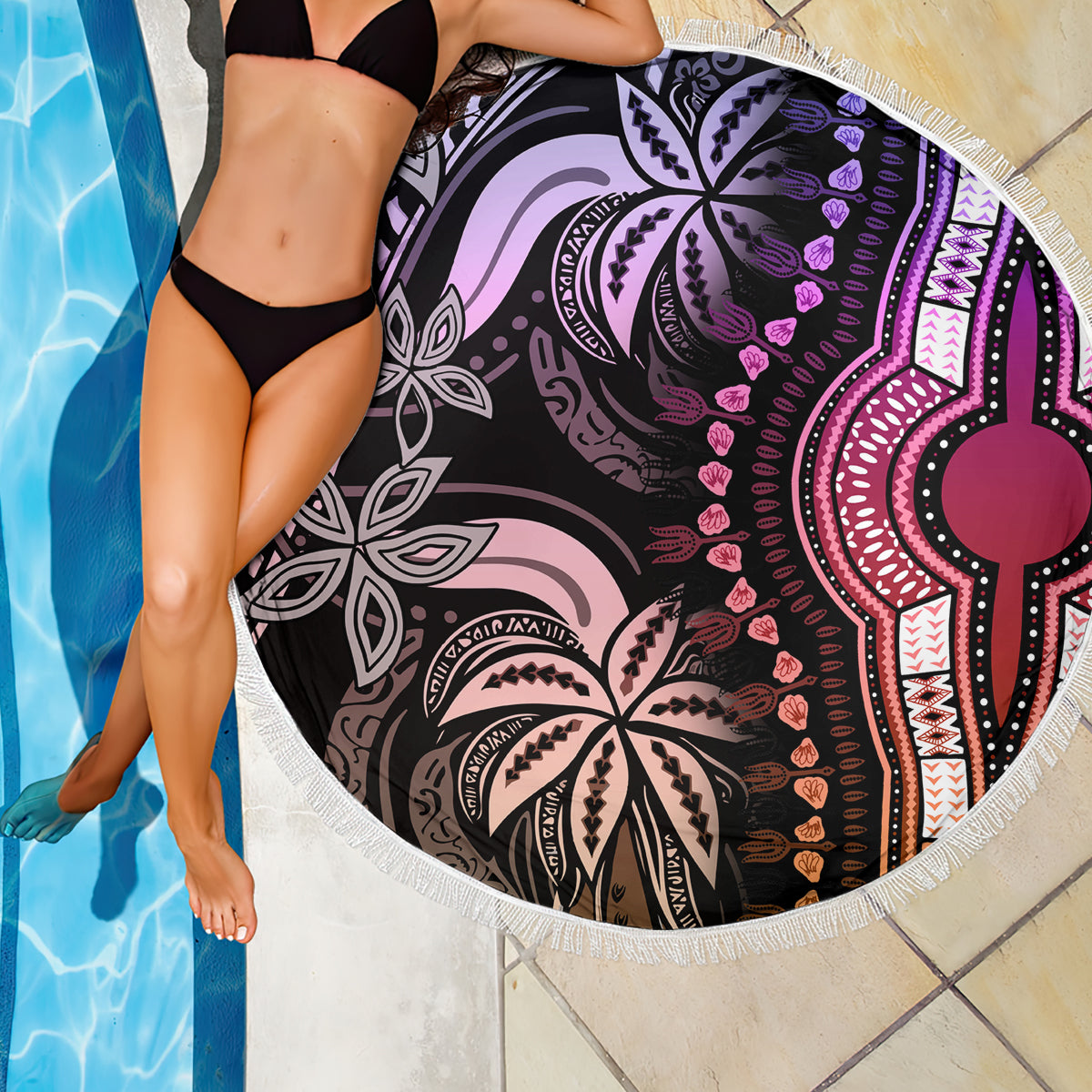 Polynesia Dashiki Beach Blanket Polynesia and Africa Traditional Special Together Pastel LT9 - Wonder Print Shop