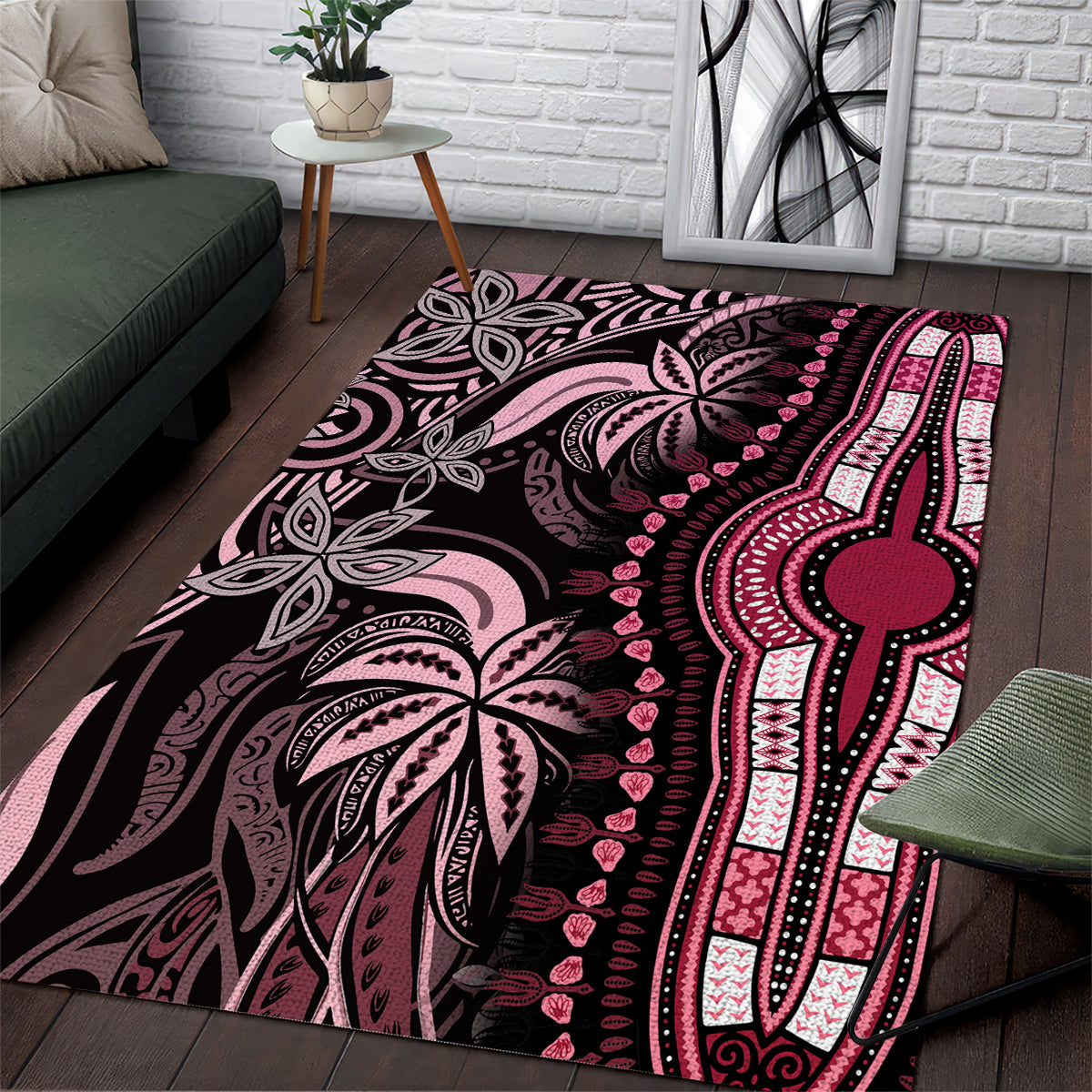 Polynesia Dashiki Area Rug Polynesia and Africa Traditional Special Together Pink LT9 Pink - Polynesian Pride