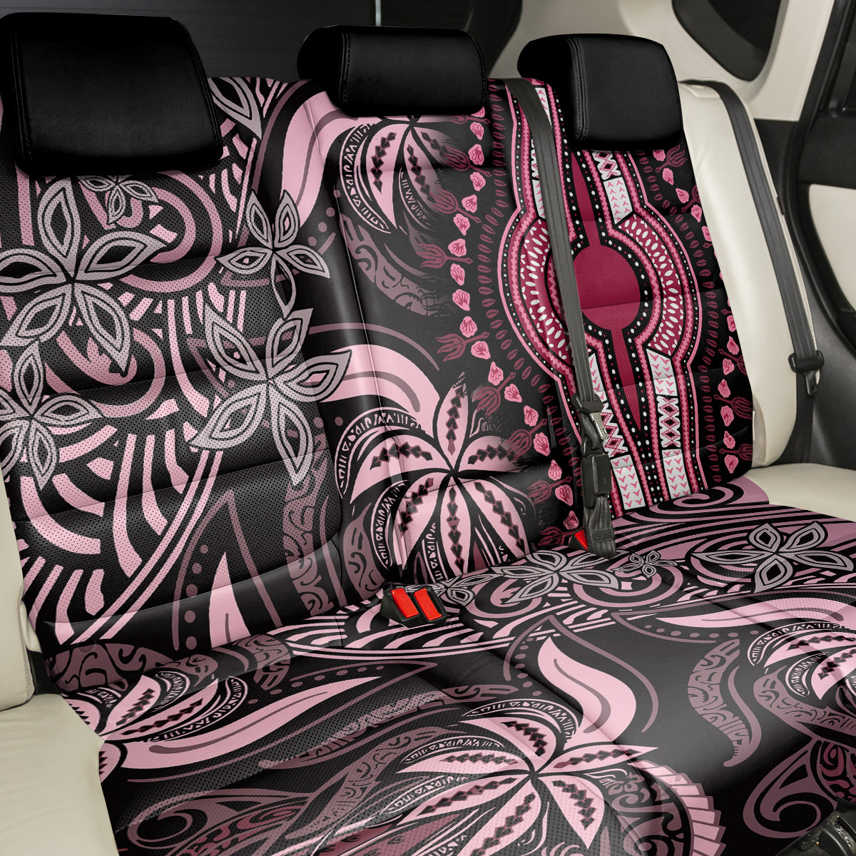 Polynesia Dashiki Back Car Seat Cover Polynesia and Africa Traditional Special Together Pink