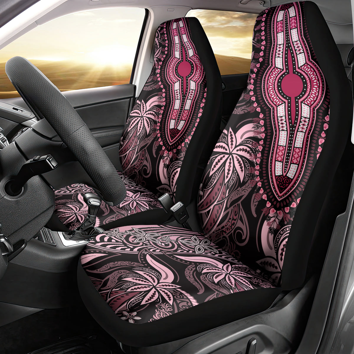 Polynesia Dashiki Car Seat Cover Polynesia and Africa Traditional Special Together Pink LT9 - Polynesian Pride