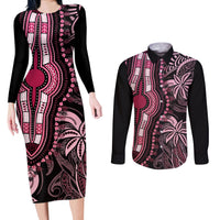 polynesia-dashiki-couples-matching-long-sleeve-bodycon-dress-and-long-sleeve-button-shirts-polynesia-and-africa-traditional-special-together-pink