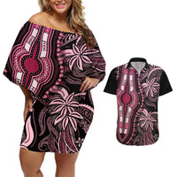 Polynesia Dashiki Couples Matching Off Shoulder Short Dress and Hawaiian Shirt Polynesia and Africa Traditional Special Together Pink LT9 Pink - Polynesian Pride