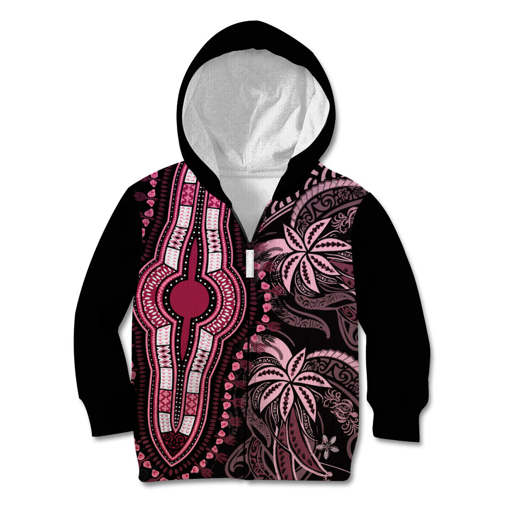 Polynesia Dashiki Kid Hoodie Polynesia and Africa Traditional Special Together Pink LT9 Zip Hoodie Pink - Polynesian Pride