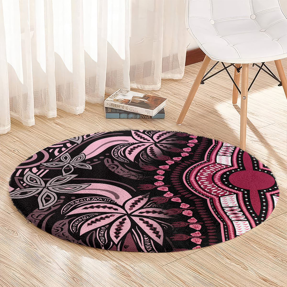 Polynesia Dashiki Round Carpet Polynesia and Africa Traditional Special Together Pink LT9 - Polynesian Pride