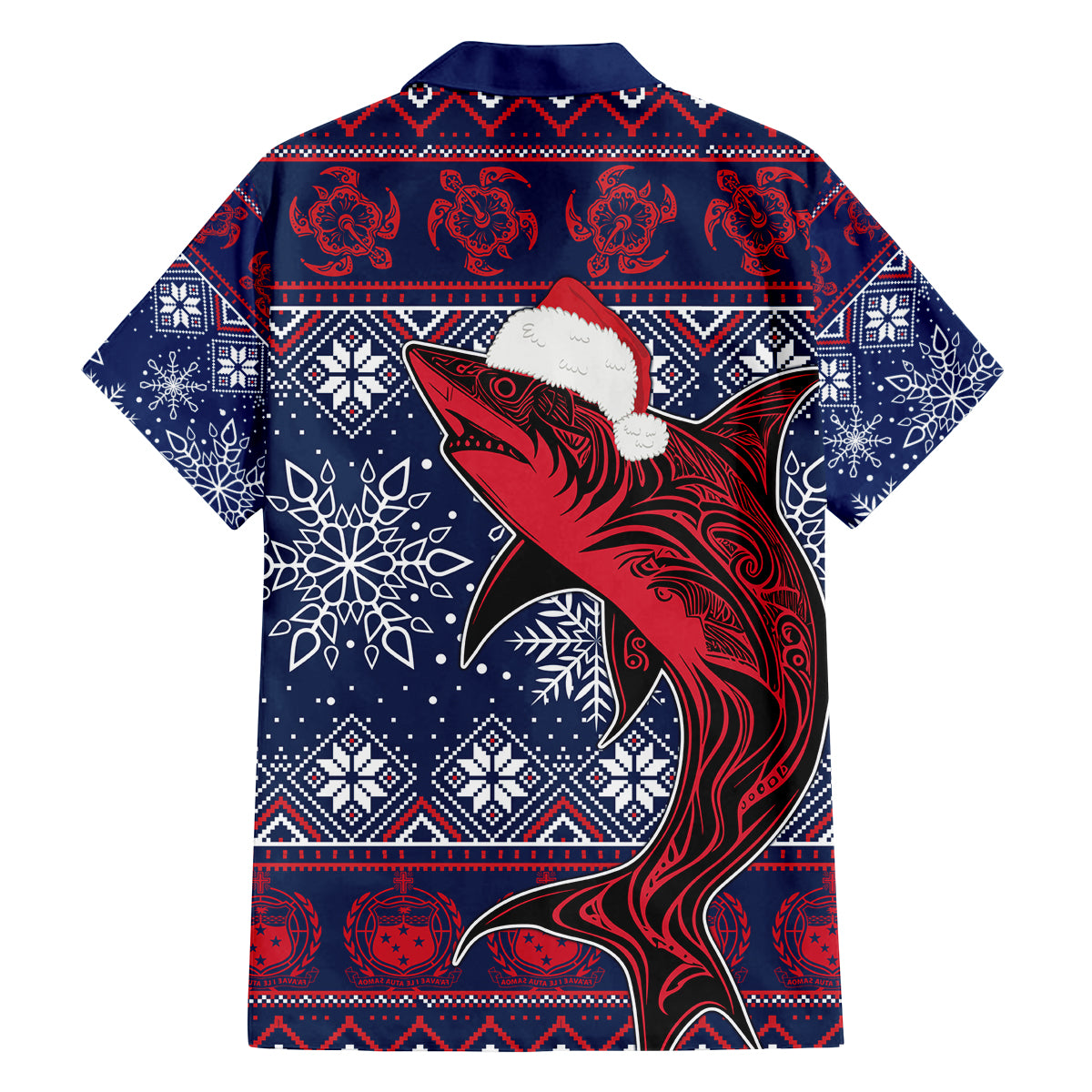 samoa-manuia-le-kirisimasi-family-matching-off-shoulder-long-sleeve-dress-and-hawaiian-shirt-samoan-fishing-tribal-pattern-christmas-vibe