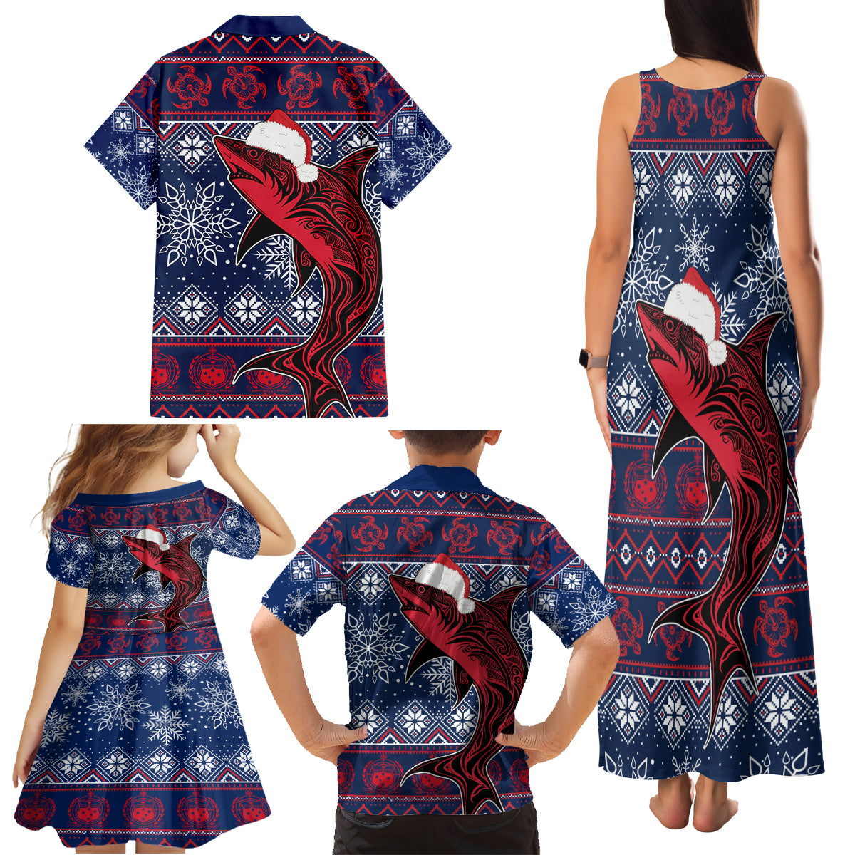 samoa-manuia-le-kirisimasi-family-matching-tank-maxi-dress-and-hawaiian-shirt-samoan-fishing-tribal-pattern-christmas-vibe