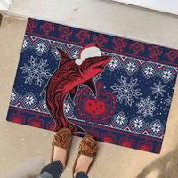 Samoa Manuia Le Kirisimasi Rubber Doormat Samoan Fishing Tribal Pattern Christmas Vibe LT9 - Polynesian Pride