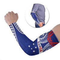 Personalised Toa Samoa Rugby Spirit Arm Sleeves Blue Samoan Tribal Pattern - Polynesian Pride
